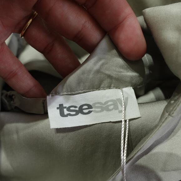 NWT Tsesay Womens Cross Back Dress Sleeveless Tie Front Pleat Zinc Gray Size 10 - Picture 5 of 9